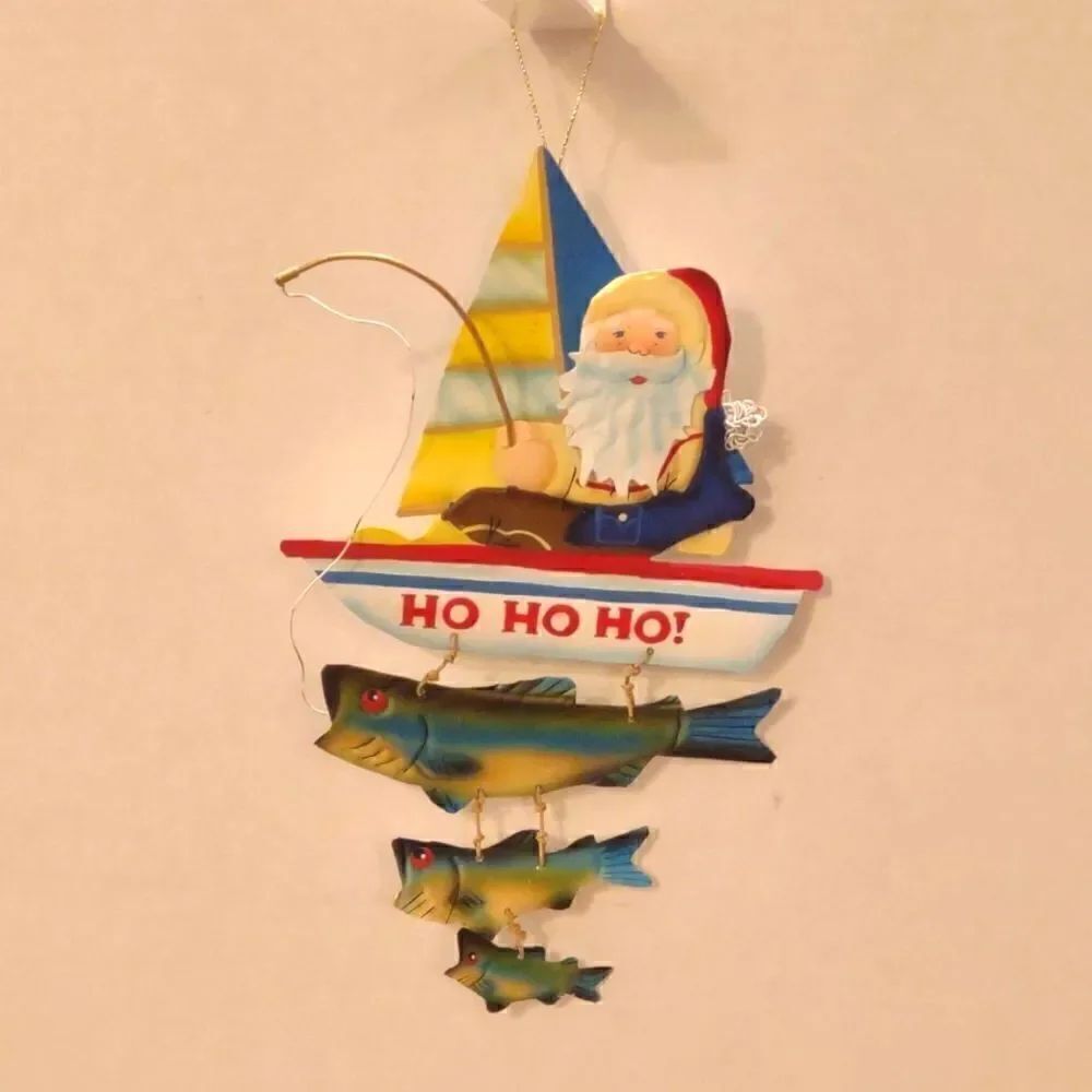 Santa Fishing Ornament